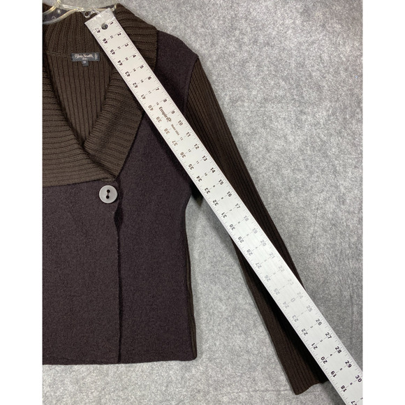 Sweater Jacket Womens Medium Brown Lamb Wool Blend Silvia Novelli Noba Italy - Picture 6 of 13